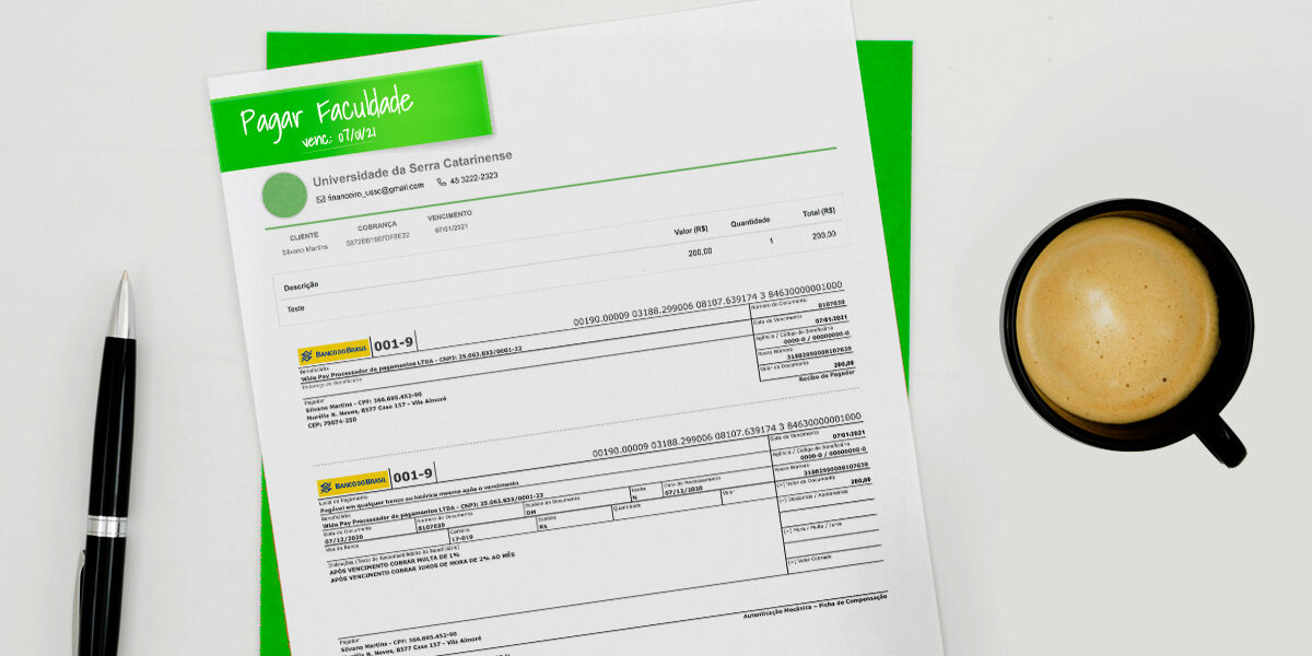 Mensalidade de instituições de ensino via boleto bancário